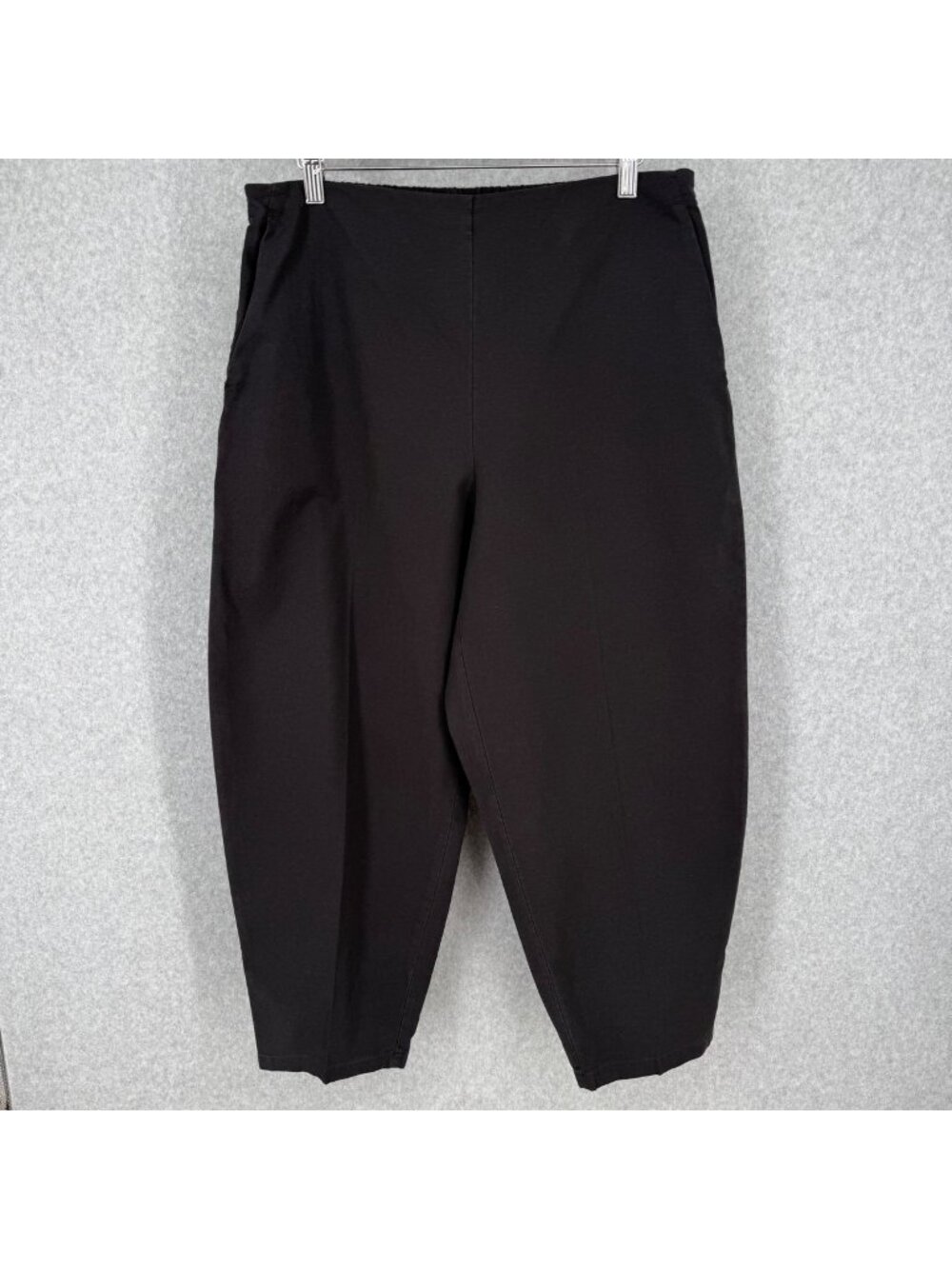 Eileen Fisher Womens Curved Lantern Pant Size Petite L Black Crop Hemp Cotton
